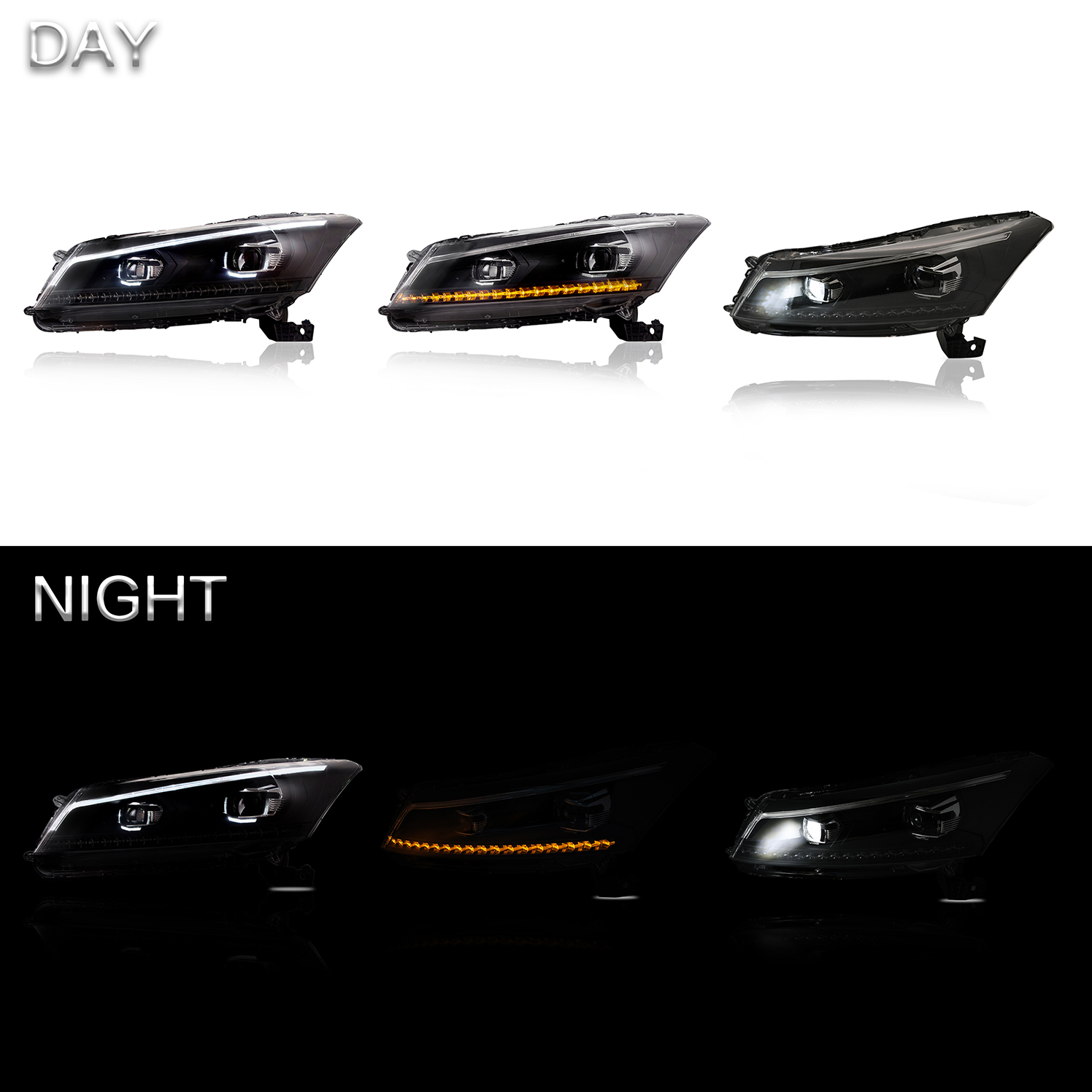 Customized LED HeadLights with Sequential Turn Signal for 08-12 Accord